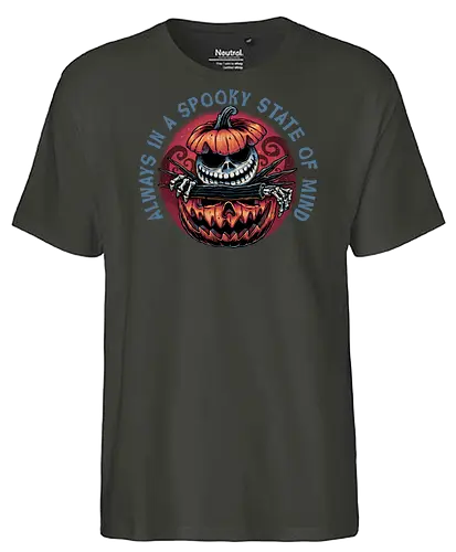 Spooky state of mind - Movie, animated, animation, horror, Halloween, pumpkin, skeleton, character, fantasy - Fairtrade T-Shirt