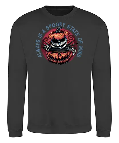 Spooky state of mind - Movie, animated, animation, horror, Halloween, pumpkin, skeleton, character, fantasy - Sweatshirt