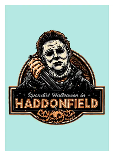 Halloween in Haddonfield - Horror, Halloween, movie, horror movie, villain, classic movie - Kunstdruck