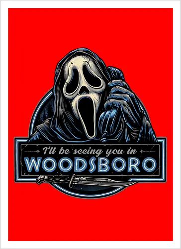 See you in Woodsboro - Horror, Halloween, movie, horror movie, villain, classic movie - Kunstdruck
