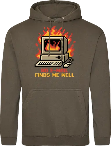 Pixel Email Fire Computer - Pixel Art, Pixel, Pixels, Email, Work, Workplace, Working, No Work, Hard Work, Not To Work, Work Life, Workspace, Fire, Flames, Flame, Retro Computer Design, Retro Computer Art, Computer, Fine, I'm Fine, Everything Is Fine, This Is Fine, Vintage, Retro, Retro Vintage, Old, Old School, Oldschool, Sarcasm, Sarcastic Art, Sarcastic, Sarcastic Humor, Sarcastic Quote, Irony, Ironic Humor, Ironic, Quote, Ironic, Jokes, Joke, Fun, Funny, Memes, Meme, Internet, Wellness, Well - Standard Hoodie