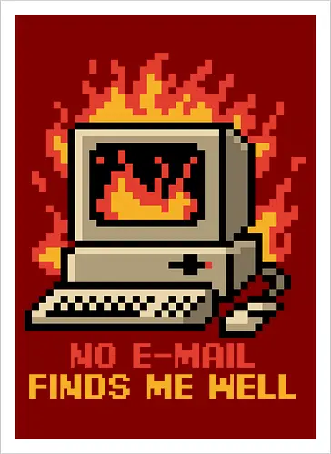 Pixel Email Fire Computer - Pixel Art, Pixel, Pixels, Email, Work, Workplace, Working, No Work, Hard Work, Not To Work, Work Life, Workspace, Fire, Flames, Flame, Retro Computer Design, Retro Computer Art, Computer, Fine, I'm Fine, Everything Is Fine, This Is Fine, Vintage, Retro, Retro Vintage, Old, Old School, Oldschool, Sarcasm, Sarcastic Art, Sarcastic, Sarcastic Humor, Sarcastic Quote, Irony, Ironic Humor, Ironic, Quote, Ironic, Jokes, Joke, Fun, Funny, Memes, Meme, Internet, Wellness, Well - Kunstdruck