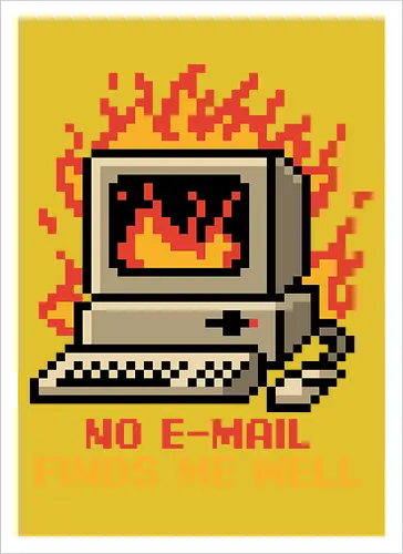 Pixel Email Fire Computer - Pixel Art, Pixel, Pixels, Email, Work, Workplace, Working, No Work, Hard Work, Not To Work, Work Life, Workspace, Fire, Flames, Flame, Retro Computer Design, Retro Computer Art, Computer, Fine, I'm Fine, Everything Is Fine, This Is Fine, Vintage, Retro, Retro Vintage, Old, Old School, Oldschool, Sarcasm, Sarcastic Art, Sarcastic, Sarcastic Humor, Sarcastic Quote, Irony, Ironic Humor, Ironic, Quote, Ironic, Jokes, Joke, Fun, Funny, Memes, Meme, Internet, Wellness, Well - Kunstdruck