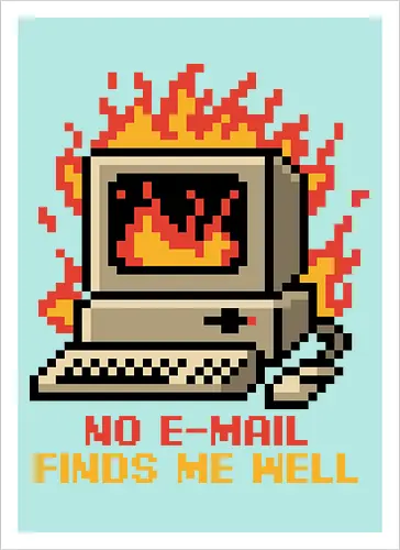 Pixel Email Fire Computer - Pixel Art, Pixel, Pixels, Email, Work, Workplace, Working, No Work, Hard Work, Not To Work, Work Life, Workspace, Fire, Flames, Flame, Retro Computer Design, Retro Computer Art, Computer, Fine, I'm Fine, Everything Is Fine, This Is Fine, Vintage, Retro, Retro Vintage, Old, Old School, Oldschool, Sarcasm, Sarcastic Art, Sarcastic, Sarcastic Humor, Sarcastic Quote, Irony, Ironic Humor, Ironic, Quote, Ironic, Jokes, Joke, Fun, Funny, Memes, Meme, Internet, Wellness, Well - Kunstdruck