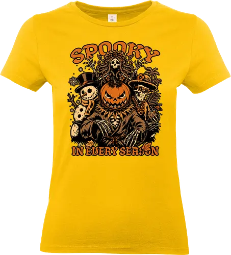 Halloween Spooky Every Season - Halloween, Halloween Design, Fall, Fall Leaves, Fall Vibes, Leaves, Leaf, Tropical Leaves, Winter, Winter Magic, Snowman, Summer, Summertime, Summerween, Summer Humor, Cocktail, Beach, Spring, Spring Season, Spring Vibes, Season, Seasons, Halloween Art, Halloween Aesthetic, Halloween Pumpkin, Halloween Vibes, Spooky, Spooky Season, Creepy, Scary, Scary Art, Pumpkins, Pumpkin, Jack-o-lantern, Jack O Lantern Design, Jack O Lantern, Skeleton, Skull, Dark, Spirit, Horror, Horror Stories, Fright, Magical Creatures, Creature, Scarecrow, Autumn, Autumn Leaves, Autumn Vibes, Autumn Season, Fall Season, Pumpkin Season - Standard T-Shirt (Frauen)