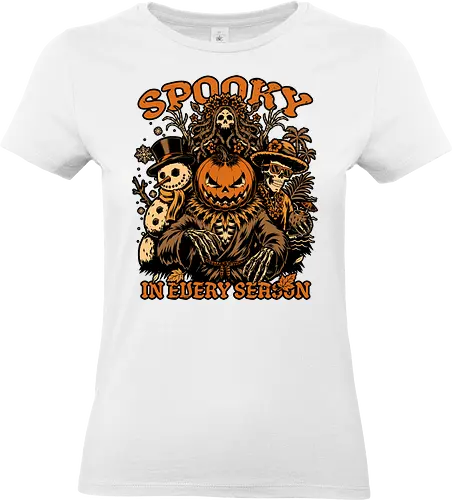 Halloween Spooky Every Season - Halloween, Halloween Design, Fall, Fall Leaves, Fall Vibes, Leaves, Leaf, Tropical Leaves, Winter, Winter Magic, Snowman, Summer, Summertime, Summerween, Summer Humor, Cocktail, Beach, Spring, Spring Season, Spring Vibes, Season, Seasons, Halloween Art, Halloween Aesthetic, Halloween Pumpkin, Halloween Vibes, Spooky, Spooky Season, Creepy, Scary, Scary Art, Pumpkins, Pumpkin, Jack-o-lantern, Jack O Lantern Design, Jack O Lantern, Skeleton, Skull, Dark, Spirit, Horror, Horror Stories, Fright, Magical Creatures, Creature, Scarecrow, Autumn, Autumn Leaves, Autumn Vibes, Autumn Season, Fall Season, Pumpkin Season - Standard T-Shirt (Frauen)