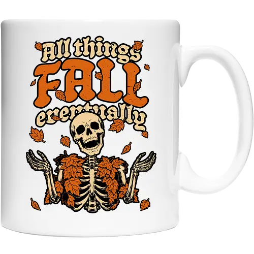 Skeleton Autumn Leaves - Halloween, Halloween Design, Halloween Art, Halloween Aesthetic, Halloween Pumpkin, Halloween Vibes, Spooky, Spooky Season, Creepy, Scary, Scary Art, Pumpkins, Pumpkin, Skeleton, Skull, Dark, Horror, Horror Stories, Fright, Creature, Autumn, Autumn Leaves, Autumn Vibes, Autumn Season, Fall, Fall Leaves, Fall Vibes, Leaves, Leaf, Pumpkin Season, Fun, Funny, Dark Humor, Humor, Sarcastic, Sarcasm, Irony, Dread, Existential Dread. Laugh, Laughing, Nihilist Humor, Nihilist, Relatable, Pain - Keramiktasse