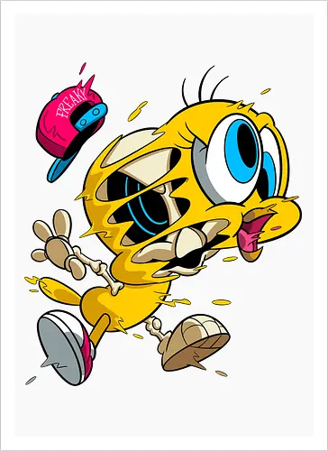 Freaky Streetwear Gelber Kanarienvogel - Underground Horror Cartoon - freaky Vogel Kunst, Gangster Cartoon Horror, urbane Neon Pop Art, Skelett Kanarienvogel Streetwear, gelber Kanarienvogel Horror, Cartoon Streetwear Freaky, freaky Mütze Cartoon, gelbes Kanarienvogel Skelett, Tweety Bird freaky, Looney Tunes streetwear, cartoon underground, Warner Bros horror, Tweety Bird gangster, hip hop cartoon, Looney Tunes horror, Tweety Bird skeleton, cartoon horror art, Tweety Bird streetwear, Looney Tunes fan art, Underground Cartoon Kunst, Hip Hop Cartoon Horror, Geek Streetwear Druck, Zombie Kanarienvogel Mütze, alternative urbane Kunst, Neon Cartoon Horror, lebhafter Horror Druck - Kunstdruck