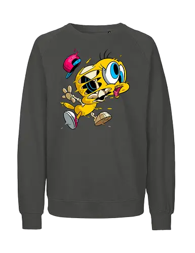 Freaky Streetwear Gelber Kanarienvogel - Underground Horror Cartoon - freaky Vogel Kunst, Gangster Cartoon Horror, urbane Neon Pop Art, Skelett Kanarienvogel Streetwear, gelber Kanarienvogel Horror, Cartoon Streetwear Freaky, freaky Mütze Cartoon, gelbes Kanarienvogel Skelett, Tweety Bird freaky, Looney Tunes streetwear, cartoon underground, Warner Bros horror, Tweety Bird gangster, hip hop cartoon, Looney Tunes horror, Tweety Bird skeleton, cartoon horror art, Tweety Bird streetwear, Looney Tunes fan art, Underground Cartoon Kunst, Hip Hop Cartoon Horror, Geek Streetwear Druck, Zombie Kanarienvogel Mütze, alternative urbane Kunst, Neon Cartoon Horror, lebhafter Horror Druck - Fairtrade Sweatshirt