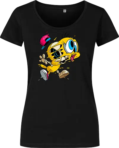 Freaky Streetwear Gelber Kanarienvogel - Underground Horror Cartoon - freaky Vogel Kunst, Gangster Cartoon Horror, urbane Neon Pop Art, Skelett Kanarienvogel Streetwear, gelber Kanarienvogel Horror, Cartoon Streetwear Freaky, freaky Mütze Cartoon, gelbes Kanarienvogel Skelett, Tweety Bird freaky, Looney Tunes streetwear, cartoon underground, Warner Bros horror, Tweety Bird gangster, hip hop cartoon, Looney Tunes horror, Tweety Bird skeleton, cartoon horror art, Tweety Bird streetwear, Looney Tunes fan art, Underground Cartoon Kunst, Hip Hop Cartoon Horror, Geek Streetwear Druck, Zombie Kanarienvogel Mütze, alternative urbane Kunst, Neon Cartoon Horror, lebhafter Horror Druck - Damen T-Shirt