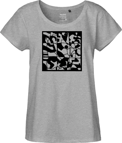 Fair and Square_Head - Patterns, black, random, graphic, streetwear graphic, artsy shirt, linocut art, Holzschnitt, handmade aesthetic, urban wear, illustration, graphic tee, artistic tee, indie ästhetik, boho vibe - Fairtrade Girl Shirt