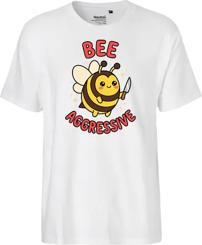 Bee Aggressive: The Killer Bee - funny bee shirt, bee aggressive graphic tee, kawaii animal streetwear, cute but psycho clothing, knife wielding animal design, ironic meme apparel, dark humor fashion, chubby bee merch, quirky graphic tee, funny insect pun shirt - Fairtrade T-Shirt