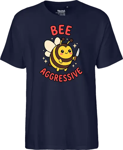 Bee Aggressive: The Killer Bee - funny bee shirt, bee aggressive graphic tee, kawaii animal streetwear, cute but psycho clothing, knife wielding animal design, ironic meme apparel, dark humor fashion, chubby bee merch, quirky graphic tee, funny insect pun shirt - Fairtrade T-Shirt