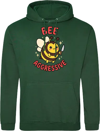 Bee Aggressive: The Killer Bee - funny bee shirt, bee aggressive graphic tee, kawaii animal streetwear, cute but psycho clothing, knife wielding animal design, ironic meme apparel, dark humor fashion, chubby bee merch, quirky graphic tee, funny insect pun shirt - Standard Hoodie