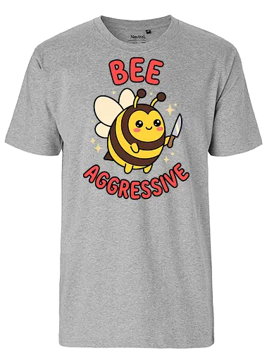 Bee Aggressive: The Killer Bee - funny bee shirt, bee aggressive graphic tee, kawaii animal streetwear, cute but psycho clothing, knife wielding animal design, ironic meme apparel, dark humor fashion, chubby bee merch, quirky graphic tee, funny insect pun shirt - Fairtrade T-Shirt