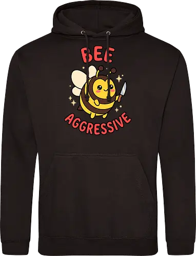 Bee Aggressive: The Killer Bee - funny bee shirt, bee aggressive graphic tee, kawaii animal streetwear, cute but psycho clothing, knife wielding animal design, ironic meme apparel, dark humor fashion, chubby bee merch, quirky graphic tee, funny insect pun shirt - Standard Hoodie
