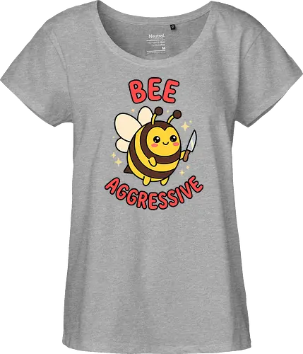 Bee Aggressive: The Killer Bee - funny bee shirt, bee aggressive graphic tee, kawaii animal streetwear, cute but psycho clothing, knife wielding animal design, ironic meme apparel, dark humor fashion, chubby bee merch, quirky graphic tee, funny insect pun shirt - Fairtrade Girl Shirt