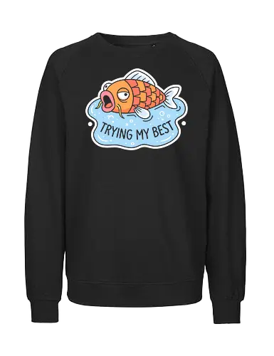 Trying My Best: The Floundering Fish - Magikarp shirt, trying my best graphic tee, funny fish apparel, retro gaming streetwear, relatable meme clothing, 90s nostalgic fashion, kawaii fish design, self deprecating humor shirt, funny animal graphic tee, pastel aesthetic merch - Fairtrade Sweatshirt