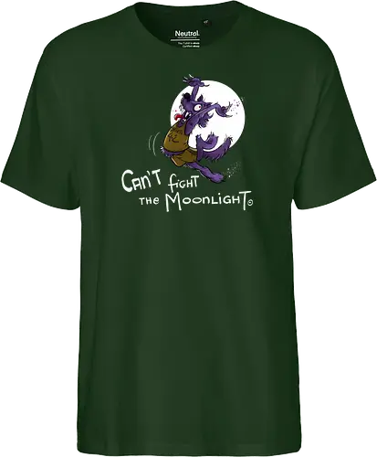 Can’t fight the Moonlight. - Halloween, Wolf, Werwolf, Monsta, Nedde, Mond, Mondlicht, Tanzen, Coyote Ugly, Teenwolf - Fairtrade T-Shirt