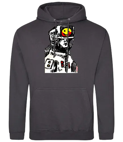 Media Overload Cyberpunk  TV head  - cyber punk, cybernaut, graphic, streetwear graphic, artsy shirt, linocut art, Holzschnitt, handmade aesthetic, urban wear, illustration, graphic tee, artistic tee, indie ästhetik, boho vibe - Standard Hoodie