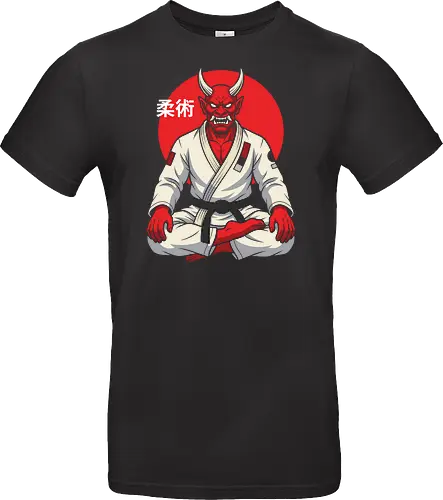 Demon on the Mat: The Jiu-Jitsu Oni - BJJ shirt, Jiu Jitsu graphic tee, Oni demon apparel, martial arts streetwear, Japanese folklore design, black belt clothing, red demon ninja shirt, neo traditional tattoo fashion, MMA workout tee, aesthetic warrior merch - Standard T-Shirt