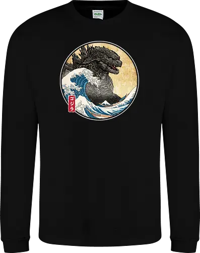 The Great Kaiju off Kanagawa - anime, manga, japan, japanese art, Kaiju, Kaiju, great wave off kanagawa - Sweatshirt