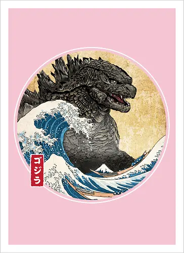 The Great Kaiju off Kanagawa - anime, manga, japan, japanese art, Kaiju, Kaiju, great wave off kanagawa - Kunstdruck