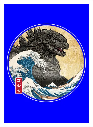 The Great Kaiju off Kanagawa - anime, manga, japan, japanese art, Kaiju, Kaiju, great wave off kanagawa - Kunstdruck