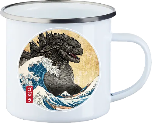 The Great Kaiju off Kanagawa - anime, manga, japan, japanese art, Kaiju, Kaiju, great wave off kanagawa - Emailletasse