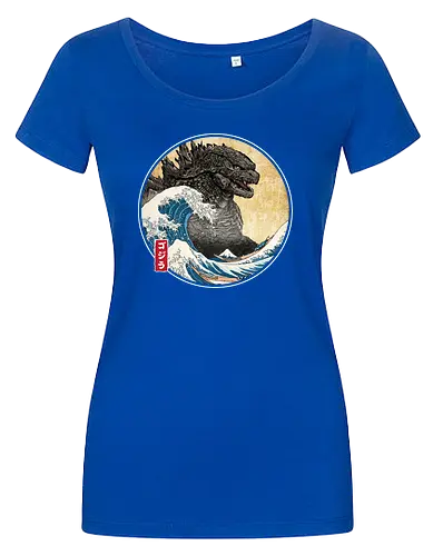 The Great Kaiju off Kanagawa - anime, manga, japan, japanese art, Kaiju, Kaiju, great wave off kanagawa - Damen T-Shirt