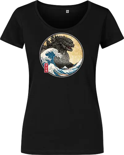 The Great Kaiju off Kanagawa - anime, manga, japan, japanese art, Kaiju, Kaiju, great wave off kanagawa - Damen T-Shirt