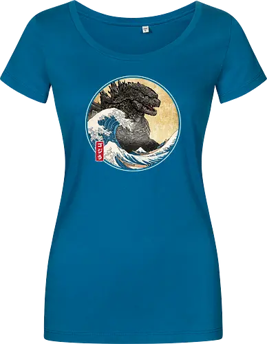 The Great Kaiju off Kanagawa - anime, manga, japan, japanese art, Kaiju, Kaiju, great wave off kanagawa - Damen T-Shirt