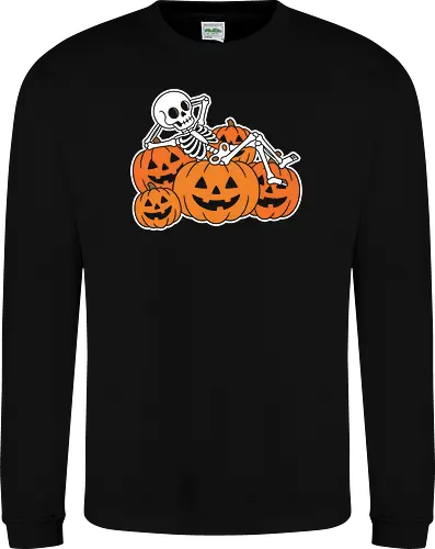 Pumpkin Patch Phantom: The Ghost Pup - ghost dog shirt, halloween pumpkin tee, negative space apparel, spooky cute streetwear, jack o lantern graphic, nostalgic halloween clothing, minimalist autumn fashion, phantom pup design, creepy kawaii merch, subtle pop culture shirt - Sweatshirt