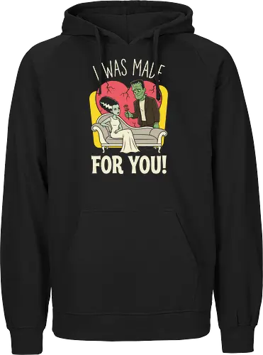Monster Love: Made for You - Frankenstein and Bride shirt, classic horror movie apparel, spooky valentine graphic tee, vintage monster couple merch, gothic romance streetwear, retro halloween clothing, made for you quote shirt, aesthetic horror fashion, cute creepy couple design, pop culture monster tee - Fairtrade Hoodie