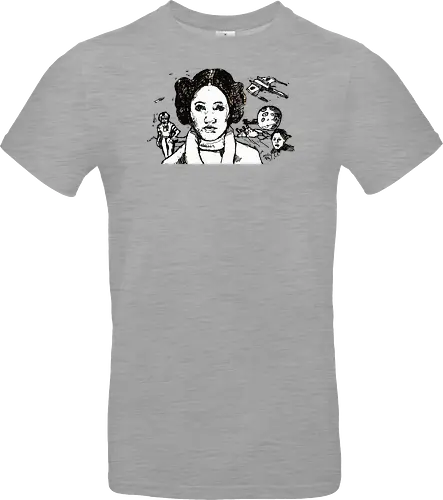 Galactic Echoes Sci-Fi Graphic  - May the Fourth, artistic tee, indie ästhetik, boho vibe, Space Opera, prinzessin lea, streetwear graphic, artsy shirt, linocut art, Holzschnitt, handmade aesthetic, urban wear, illustration, graphic tee - Standard T-Shirt