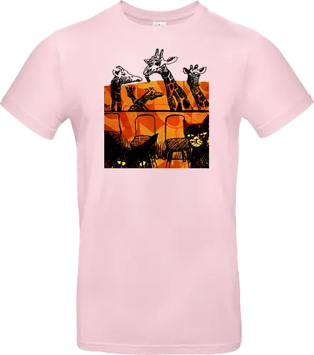 Safari Noir - Giraffen und Katzen - Katzen, Katze, Giraffe, Giraffen, streetwear graphic, artsy Giraffe shirt, linocut art, Holzschnitt, handmade aesthetic, urban wear, illustration, graphic tee, artsy shirt, artistic tee, indie ästhetik, boho vibe - Standard T-Shirt