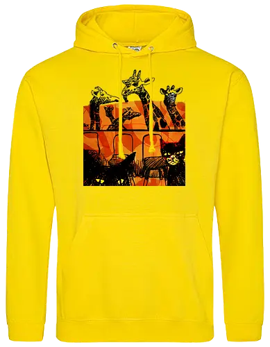 Safari Noir - Giraffen und Katzen - Katzen, Katze, Giraffe, Giraffen, streetwear graphic, artsy Giraffe shirt, linocut art, Holzschnitt, handmade aesthetic, urban wear, illustration, graphic tee, artsy shirt, artistic tee, indie ästhetik, boho vibe - Standard Hoodie