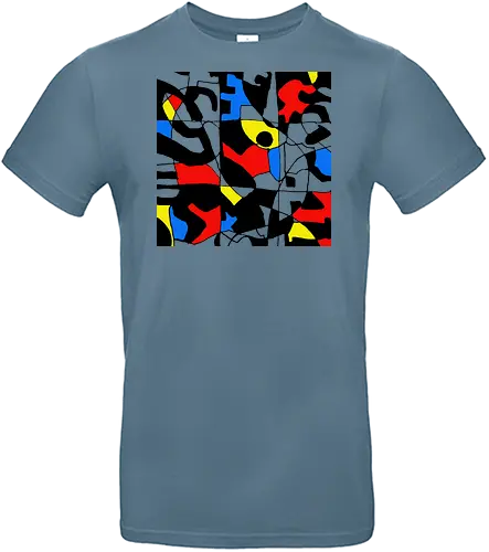 Primary Chaos. Abstraktes Pop-Art-Grafik-T-Shirt - graphic square, streetwear graphic, artsy shirt, linocut art, Holzschnitt, handmade aesthetic, urban wear, illustration, graphic tee, artistic tee, indie ästhetik, boho vibe, pop art, modern art, expressionism, abstract expresionism, geometric vibe, fine art, avantgarde, primary colors, bold lines - Standard T-Shirt