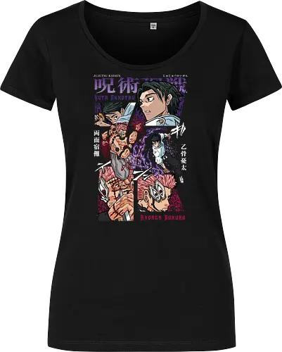 Yuta vs Sukuna Final Curse JJK - Yuta Okkotsu, Ryomen Sukuna, Jujutsu, final battle, cursed clash, dark anime art, manga fan gift, otaku apparel - Damen T-Shirt