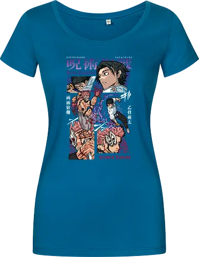 Yuta vs Sukuna Final Curse JJK - Yuta Okkotsu, Ryomen Sukuna, Jujutsu, final battle, cursed clash, dark anime art, manga fan gift, otaku apparel - Damen T-Shirt