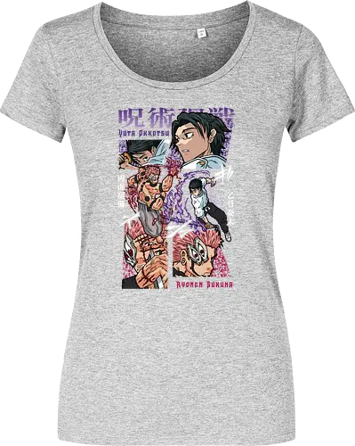 Yuta vs Sukuna Final Curse JJK - Yuta Okkotsu, Ryomen Sukuna, Jujutsu, final battle, cursed clash, dark anime art, manga fan gift, otaku apparel - Damen T-Shirt