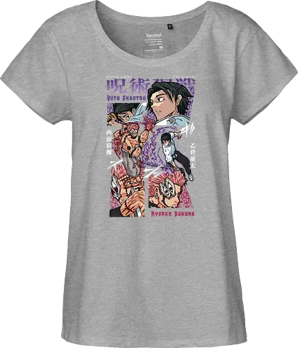 Yuta vs Sukuna Final Curse JJK - Yuta Okkotsu, Ryomen Sukuna, Jujutsu, final battle, cursed clash, dark anime art, manga fan gift, otaku apparel - Fairtrade Girl Shirt