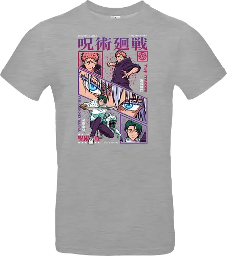 Yuta vs Itadori Cursed Rivals JJK - Yuta Okkotsu, Yuji Itadori, Jujutsu, rivals clash, panel grid style, manga art, anime gift idea, shonen showdown - Standard T-Shirt