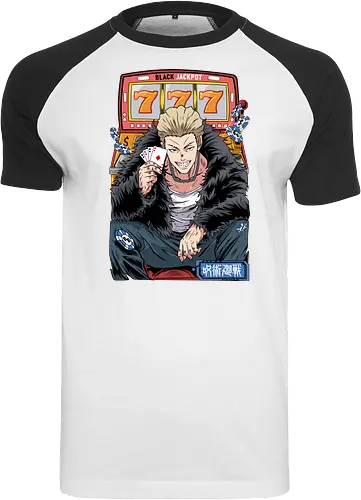 Hakari JJK Jackpot Energy - Hakari Kinji, Jujutsu, casino vibes, dark anime, otaku gift, anime fan, bold graphic, shonen - Raglan T-Shirt
