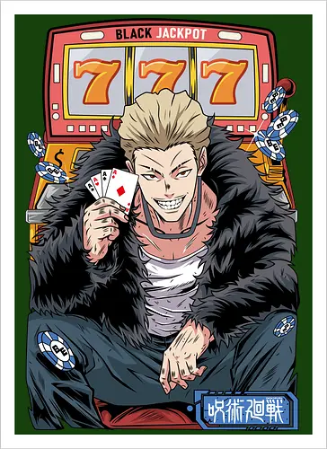 Hakari JJK Jackpot Energy - Hakari Kinji, Jujutsu, casino vibes, dark anime, otaku gift, anime fan, bold graphic, shonen - Kunstdruck