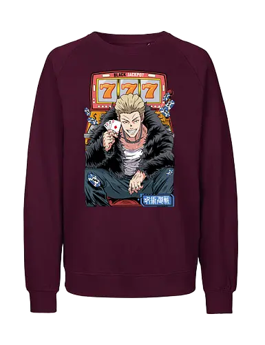 Hakari JJK Jackpot Energy - Hakari Kinji, Jujutsu, casino vibes, dark anime, otaku gift, anime fan, bold graphic, shonen - Fairtrade Sweatshirt
