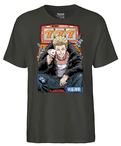 Hakari JJK Jackpot Energy - Hakari Kinji, Jujutsu, casino vibes, dark anime, otaku gift, anime fan, bold graphic, shonen - Fairtrade T-Shirt