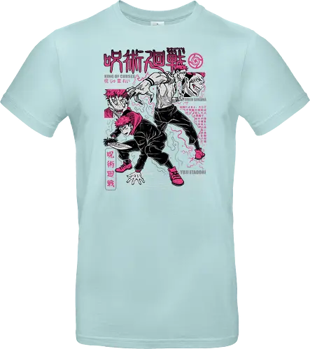 Itadori and Sukuna King of Curses - Sukuna, Yuji Itadori, dark fantasy, jujutsu kaisen art, anime otaku, villain energy, pink aesthetic, shonen battle - Standard T-Shirt