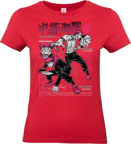 Itadori and Sukuna King of Curses - Sukuna, Yuji Itadori, dark fantasy, jujutsu kaisen art, anime otaku, villain energy, pink aesthetic, shonen battle - Standard T-Shirt (Frauen)