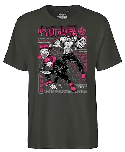 Itadori and Sukuna King of Curses - Sukuna, Yuji Itadori, dark fantasy, jujutsu kaisen art, anime otaku, villain energy, pink aesthetic, shonen battle - Fairtrade T-Shirt